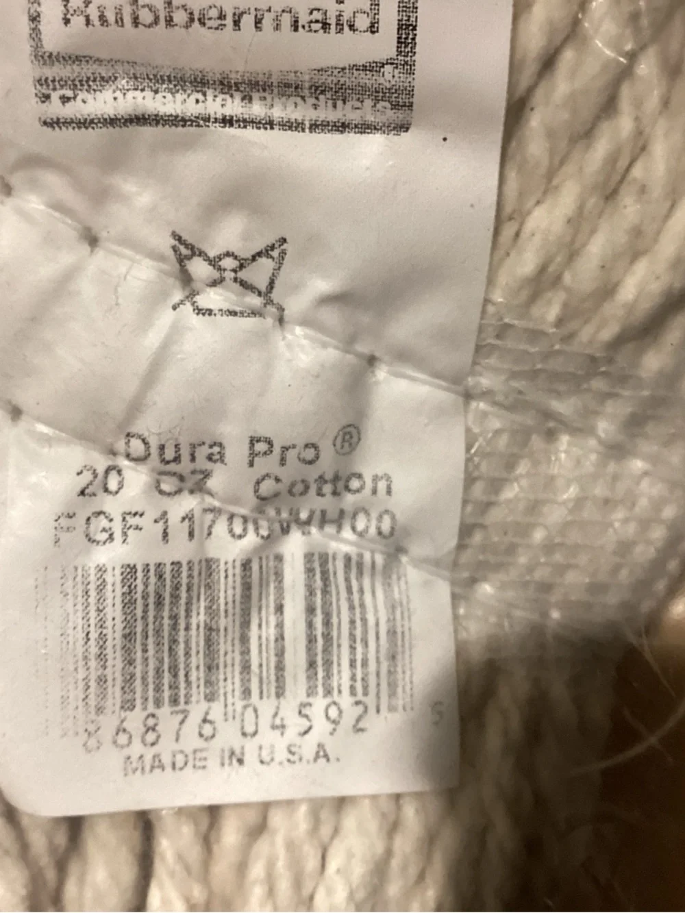 Rubbermaid Cotton Dura Pro Mop Head 20 oz cotton- Off-White